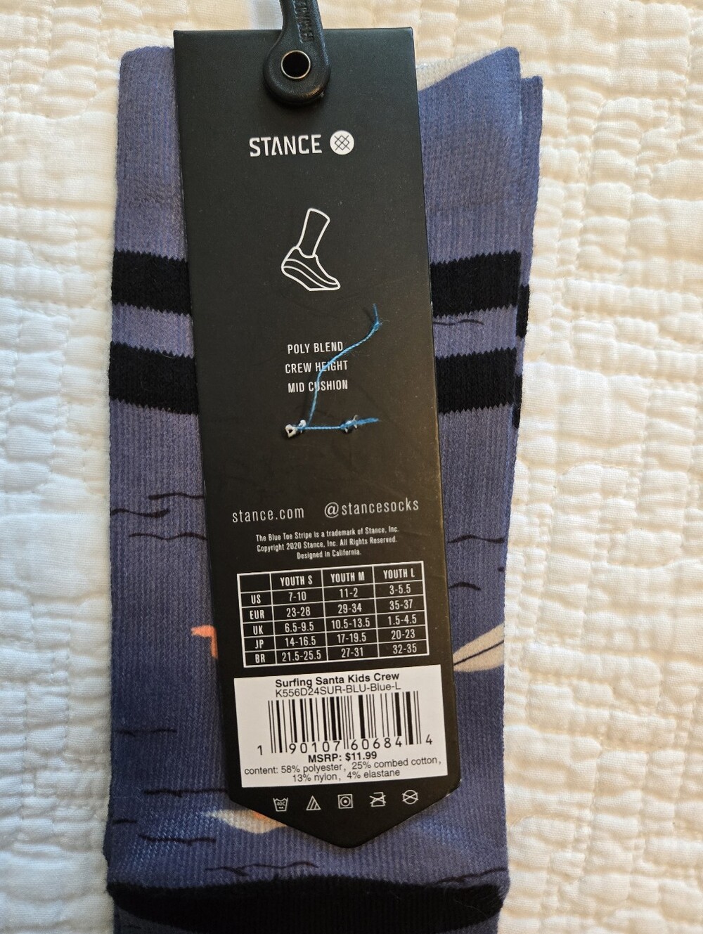 Stance Surfing Santa Kids Crew Socks in Blue and Red - Picture 4 of 5